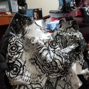 Nwot black and white floral shoulder bag